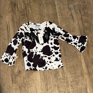 Cow Print Kids Shirt with Fringe